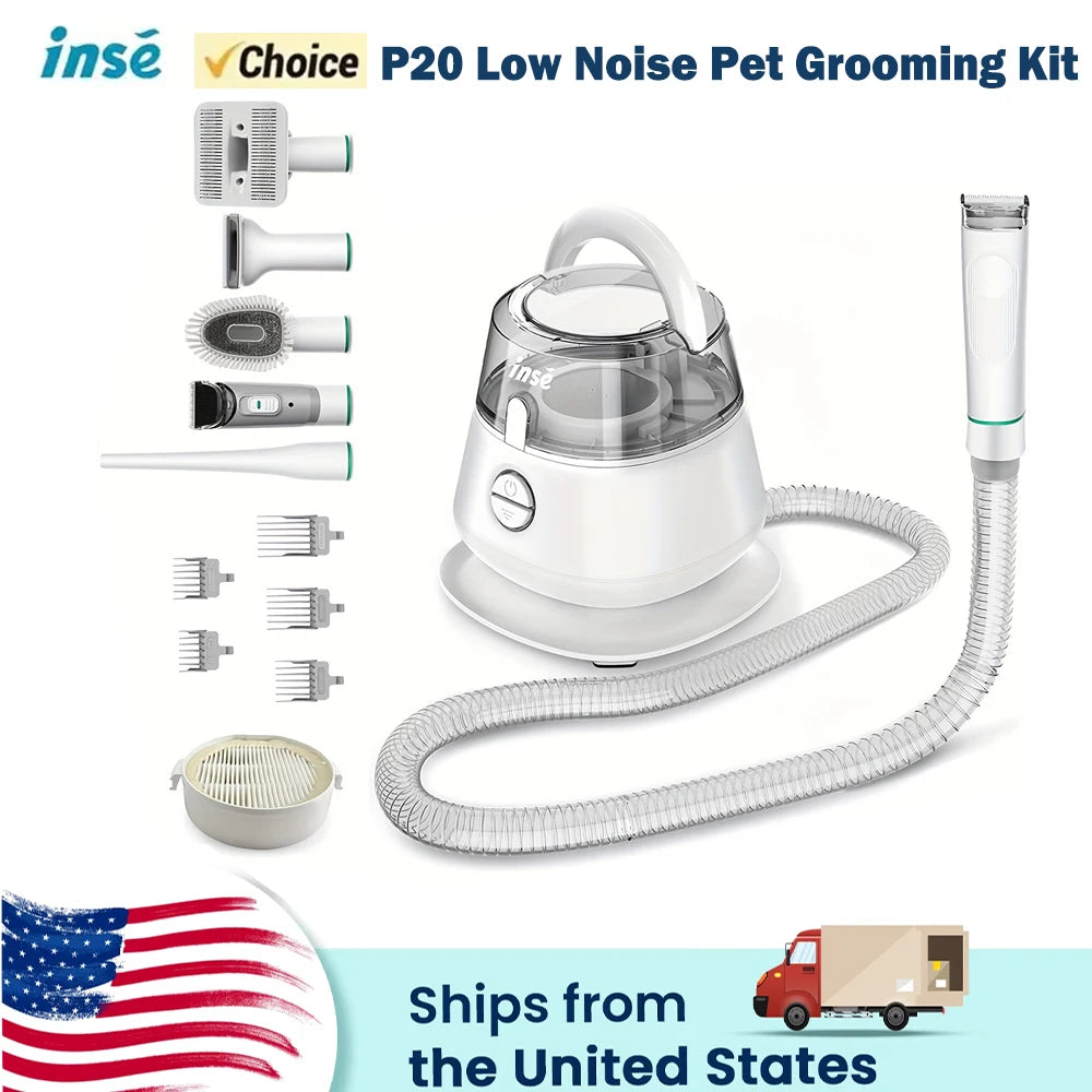 2025 High Quality INSE P20 Smart Pet Grooming Kits  5-in-1 Tool Low Noise Dog Hair Vacuum Cleaner 17KPa Powerful Suction for Effortless Pet Hair Removal